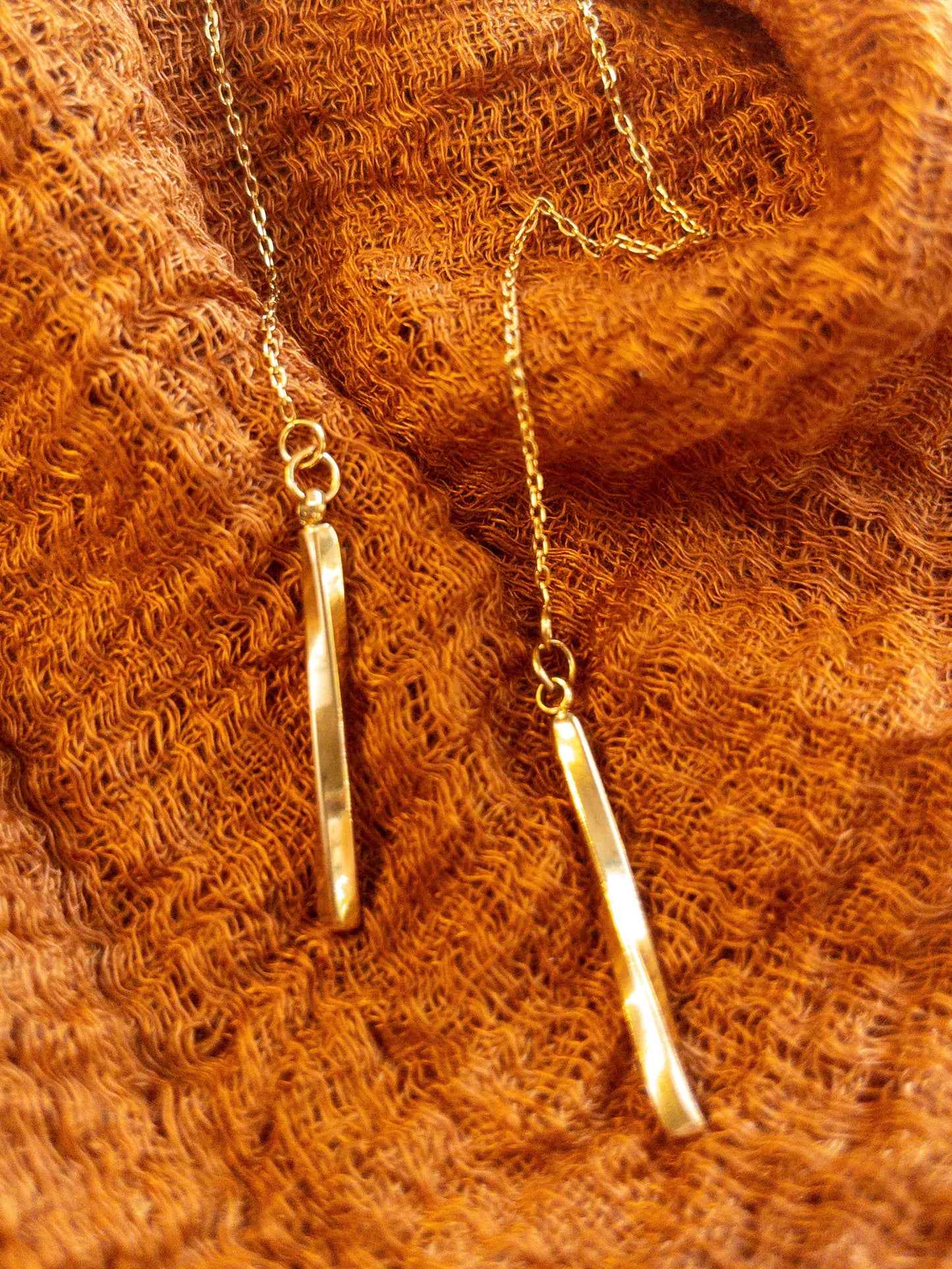 long 18k gold pendant earrings