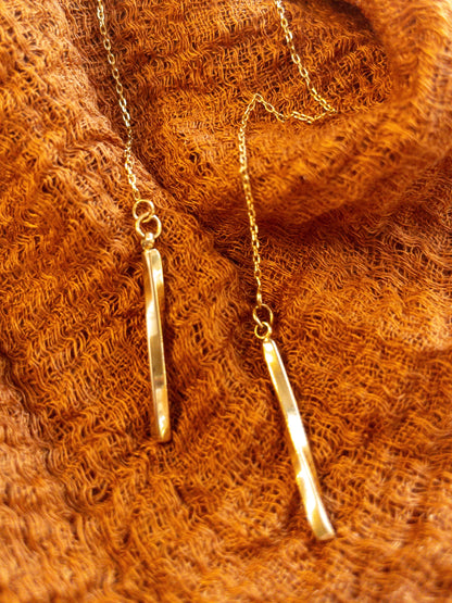 long 18k gold pendant earrings